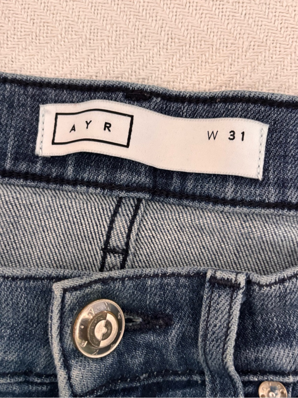 🔵⚪️AYR Indigo Straight-Leg Jeans with Raw Hem - Picture 8 of 15